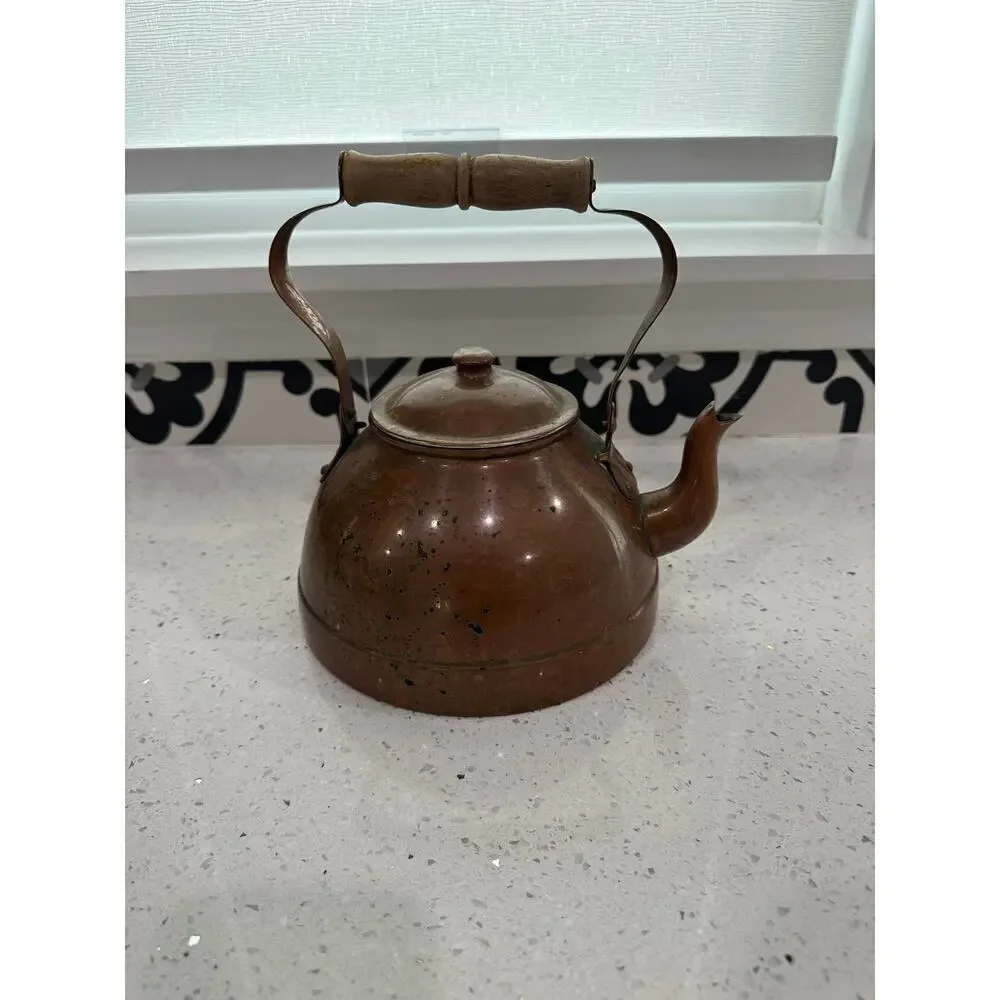 Vintage Teapot With Wooden Moveable Handle